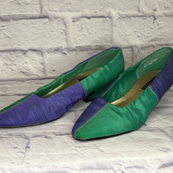 Jacqueline Vintage Two-Tone Green and Purple Pumps Size 8 - Picture 2 of 7